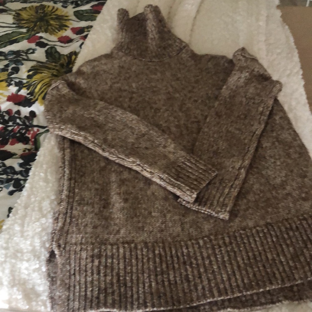 J Crew oatmeal brown marled wool tneck sweater. Worn twice. Great condition. - Picture 9 of 16